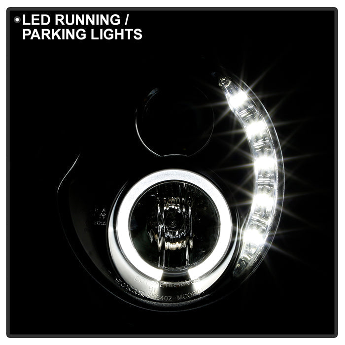 Spyder Mini Cooper 02-06 Projector Headlights DRL Black High H1 Low H1 PRO-YD-MC02-DRL-BK 5011336
