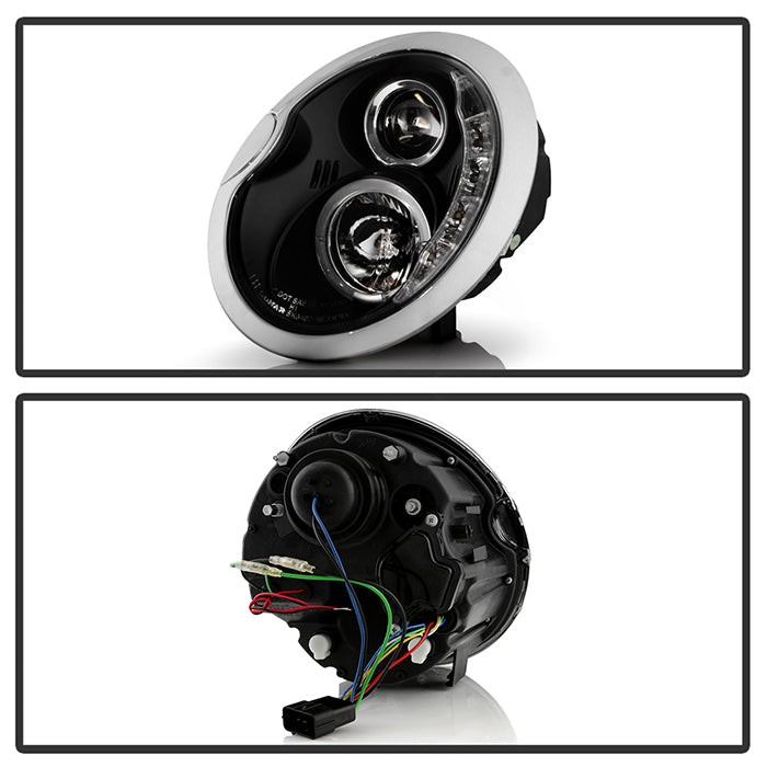 Spyder Mini Cooper 02-06 Projector Headlights DRL Black High H1 Low H1 PRO-YD-MC02-DRL-BK 5011336