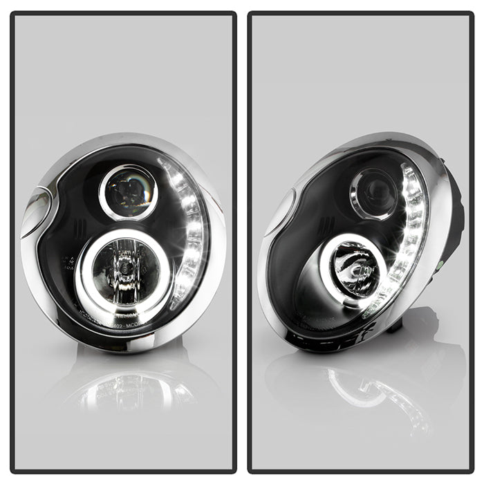 Spyder Mini Cooper 02-06 Projector Headlights DRL Black High H1 Low H1 PRO-YD-MC02-DRL-BK 5011336