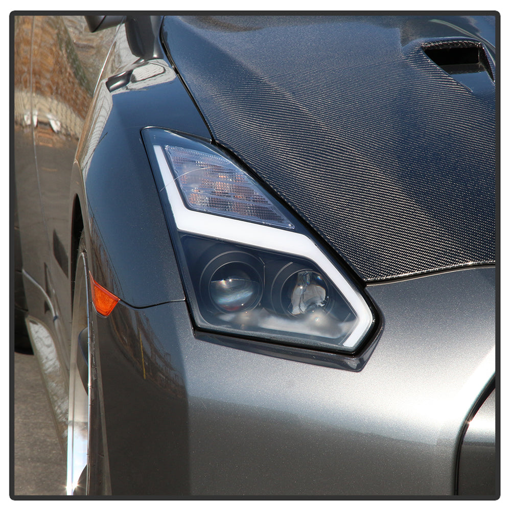 Spyder Nissan GTR R35 09-14 - Projector Headlights - DRL LED - Black 5085696