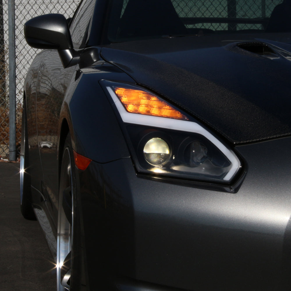 Spyder Nissan GTR R35 09-14 - Projector Headlights - DRL LED - Black 5085696
