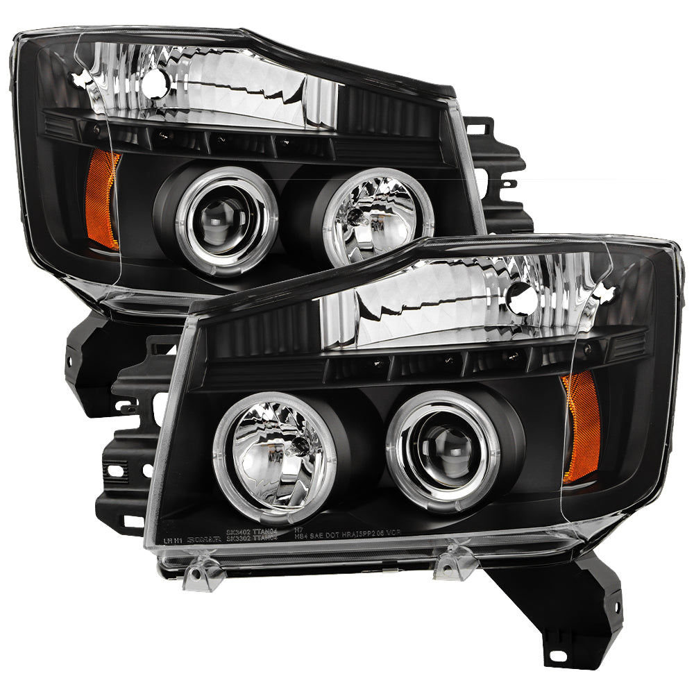 Spyder Nissan Titan 04-14/Armada 04-07 Projector Headlights LED Halo LED Blk PRO-YD-NTI04-HL-BK 5011572