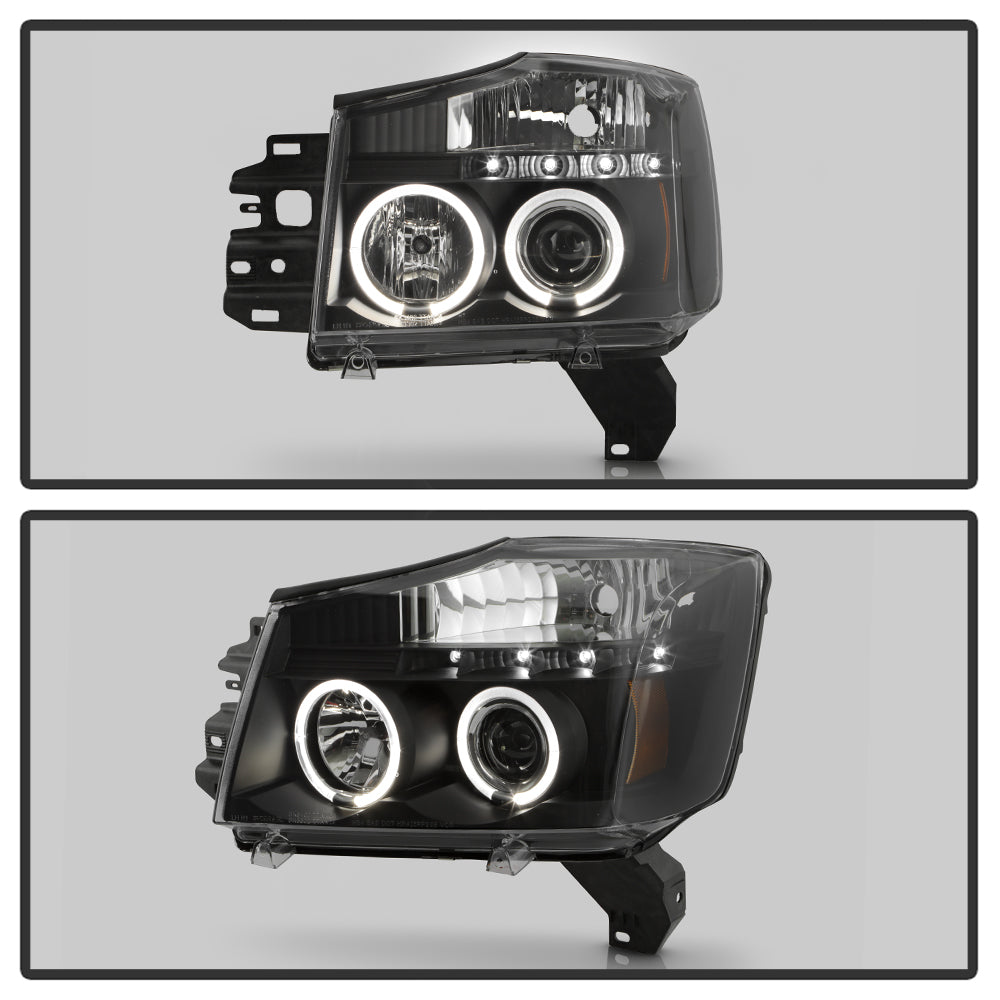 Spyder Nissan Titan 04-14/Armada 04-07 Projector Headlights LED Halo LED Blk PRO-YD-NTI04-HL-BK 5011572