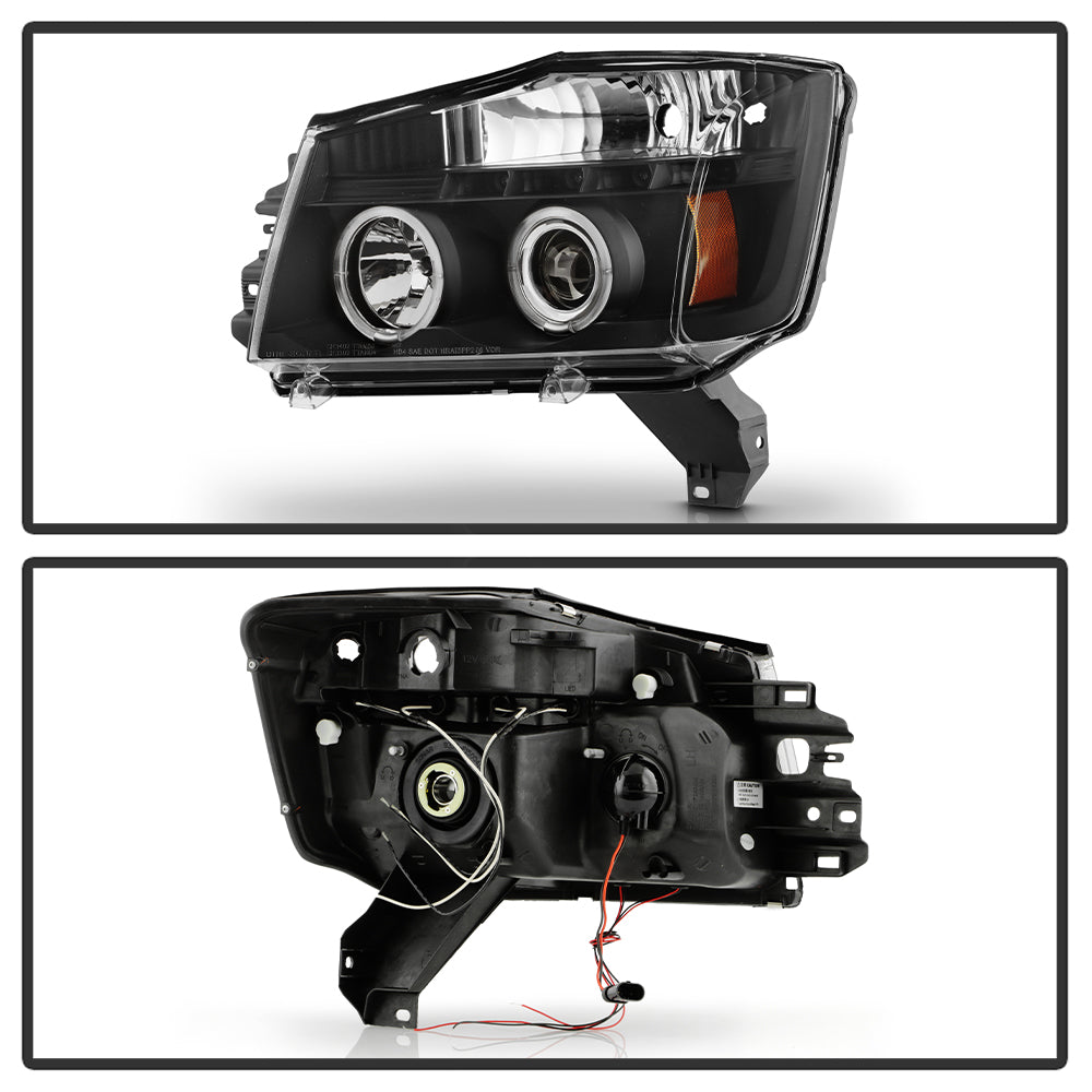 Spyder Nissan Titan 04-14/Armada 04-07 Projector Headlights LED Halo LED Blk PRO-YD-NTI04-HL-BK 5011572
