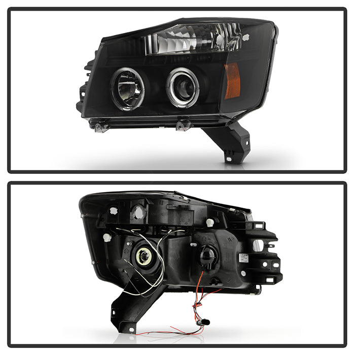Spyder Nissan Titan 04-14 Projector Headlights LED Halo LED Blk Smke PRO-YD-NTI04-HL-BSM 5078605
