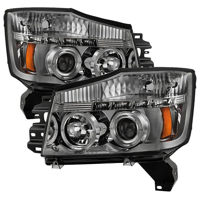 Spyder Nissan Titan 04-14/Armada 04-07 Projector Headlights LED Halo LED Smke PRO-YD-NTI04-HL-SM 5033963