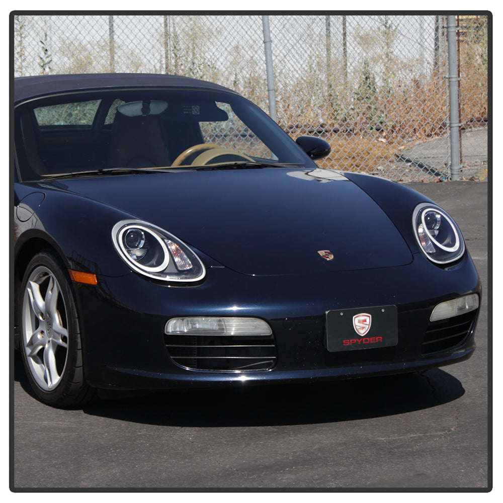 Spyder Porsche Cayman 05-08 Headlights - Halogen Model Only - DRL LED - Black PRO-YD-P98705-DRL-BK 5083197