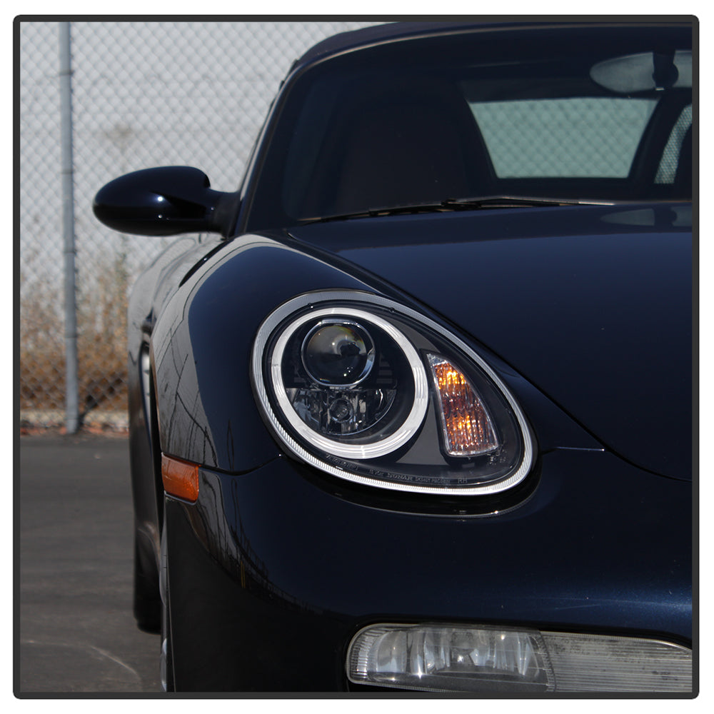Spyder Porsche Cayman 05-08 Headlights - Halogen Model Only - DRL LED - Black PRO-YD-P98705-DRL-BK 5083197