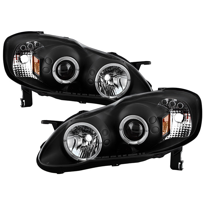 Spyder Projector Headlights | Toyota Corolla 2003-2008 | LED Halo, Black