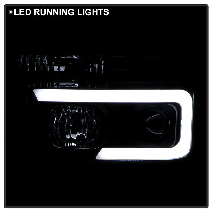 Spyder 08-13 Toyota Sequoia Projector Headlights - Light Bar DRL - Black PRO-YD-TTU07V2-LB-BK 5085344