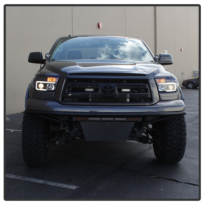Spyder 08-13 Toyota Sequoia Projector Headlights - Light Bar DRL - Black PRO-YD-TTU07V2-LB-BK 5085344