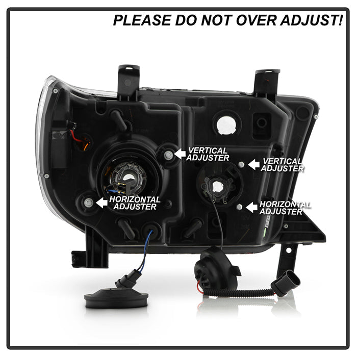 Spyder 08-13 Toyota Sequoia Projector Headlights - Light Bar DRL - Black PRO-YD-TTU07V2-LB-BK 5085344