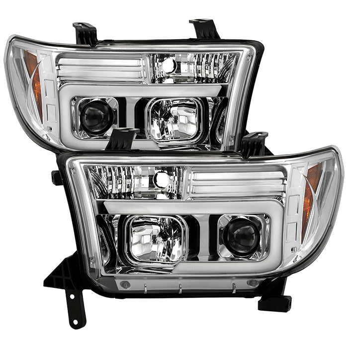 Spyder 07-13 Toyota Tundra V2 Light Bar DRL Projector Headlights - Chrome (PRO-YD-TTU07V2-LB-C) 5084651