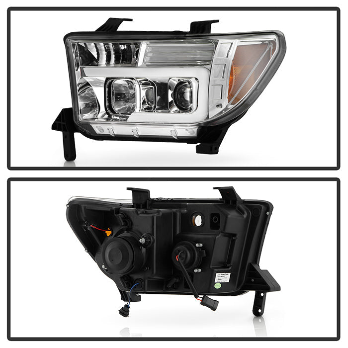 Spyder 07-13 Toyota Tundra V2 Light Bar DRL Projector Headlights - Chrome (PRO-YD-TTU07V2-LB-C) 5084651