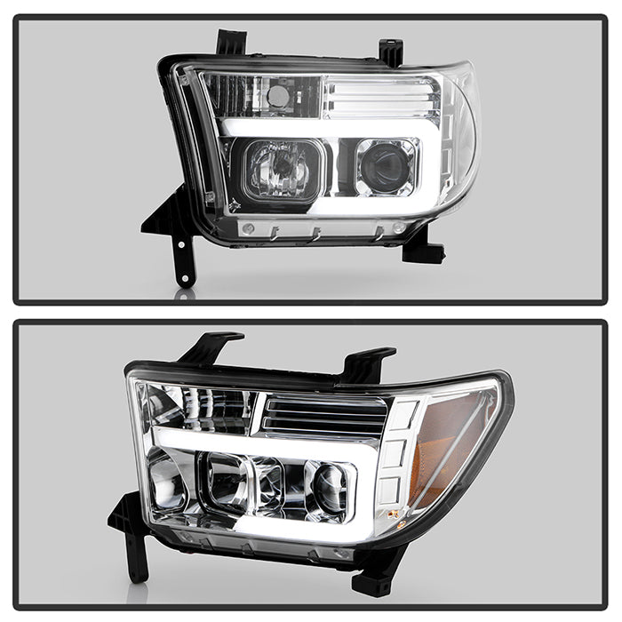 Spyder 07-13 Toyota Tundra V2 Light Bar DRL Projector Headlights - Chrome (PRO-YD-TTU07V2-LB-C) 5084651