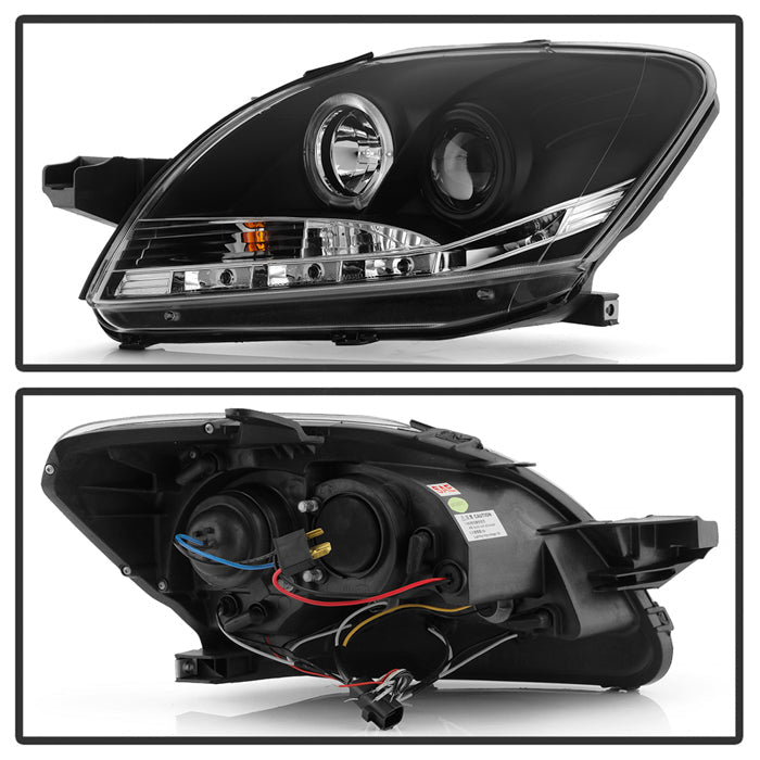 Spyder Toyota Yaris 07-11 4Dr Projector Headlights LED Halo DRL Blk PRO-YD-TYA074D-DRL-BK 5038944