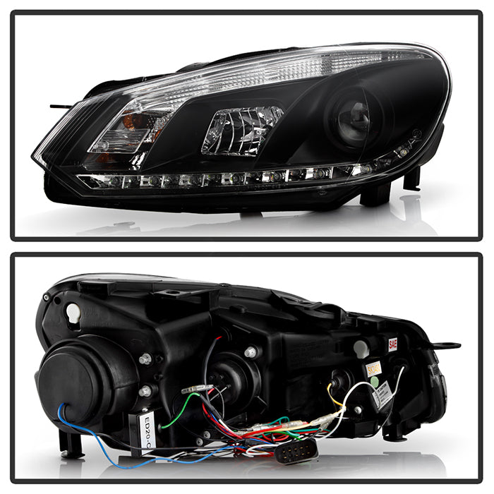 Spyder Volkswagen Golf/GTI 10-13 Projector Headlights Halogen Model- DRL Blk PRO-YD-VG10-DRL-BK 5012111