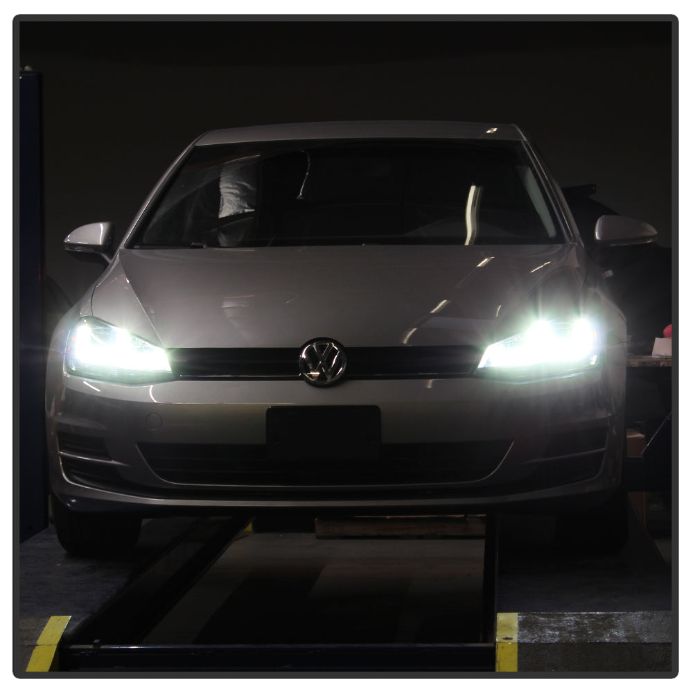 Spyder Volkswagen Golf VII 14-16 Projector Headlights DRL LED Blk Stripe Blk PRO-YD-VG15-BLK-DRL-BK 5080578