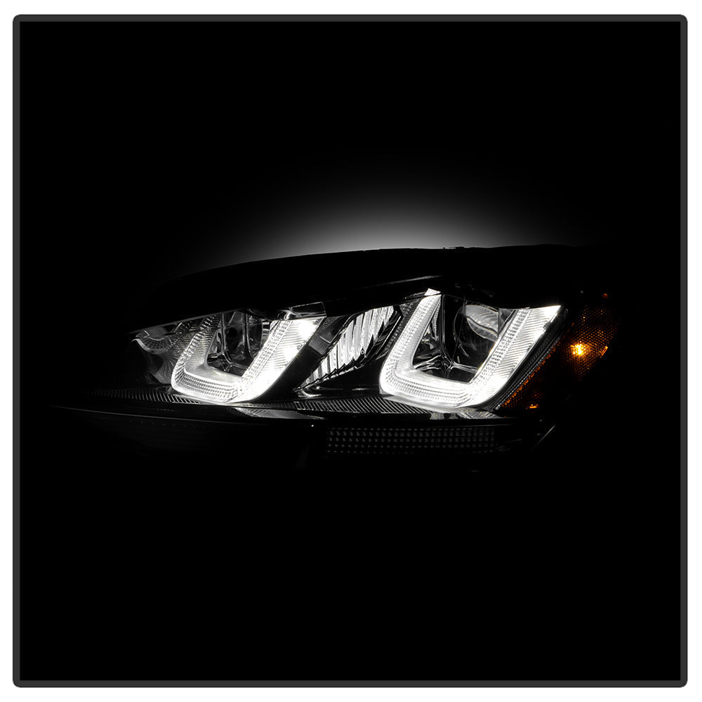 Spyder Volkswagen Golf VII 14-16 Projector Headlights DRL LED Blk Stripe Blk PRO-YD-VG15-BLK-DRL-BK 5080578