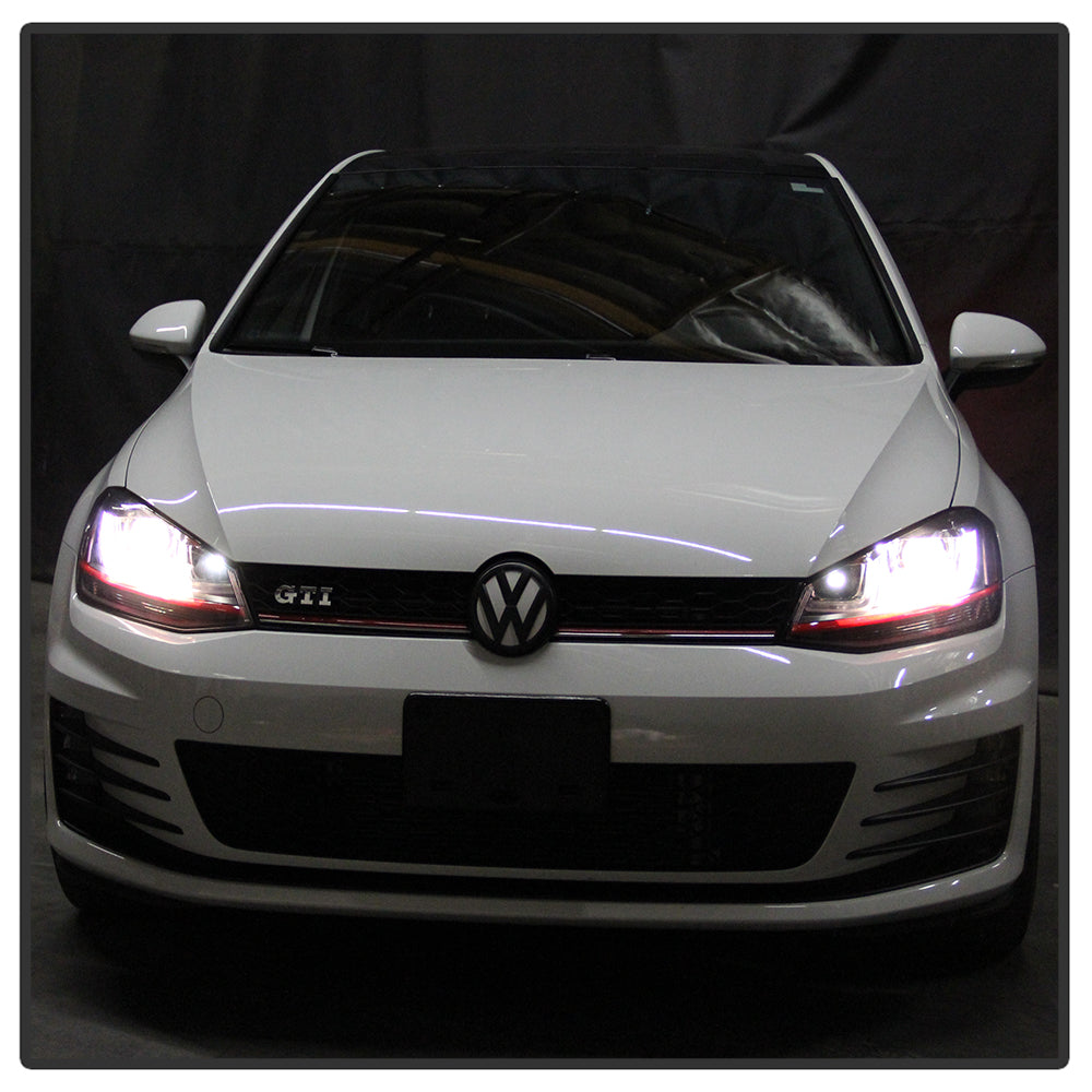 Spyder Volkswagen Golf VII 14-16 Projector Headlights DRL LED Red Stripe Blk PRO-YD-VG15-RED-DRL-BK 5080592