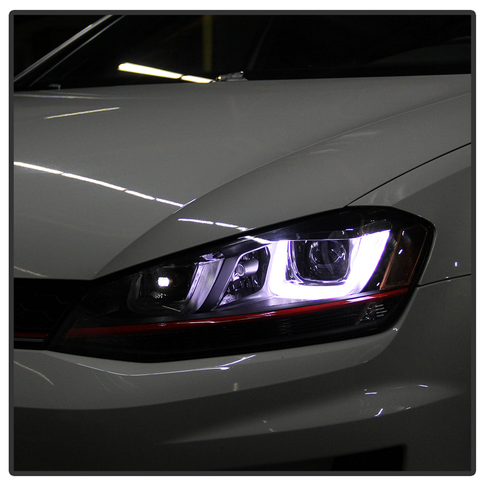 Spyder Volkswagen Golf VII 14-16 Projector Headlights DRL LED Red Stripe Blk PRO-YD-VG15-RED-DRL-BK 5080592