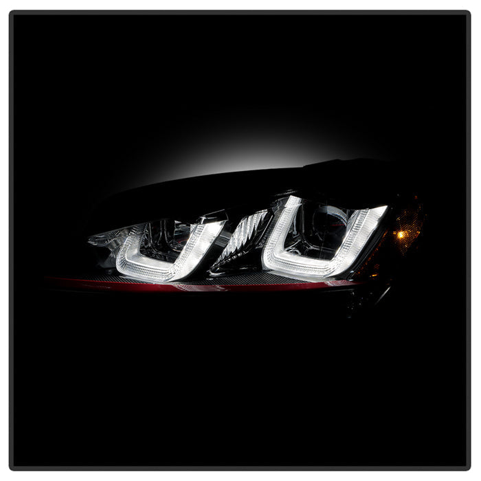 Spyder Volkswagen Golf VII 14-16 Projector Headlights DRL LED Red Stripe Blk PRO-YD-VG15-RED-DRL-BK 5080592