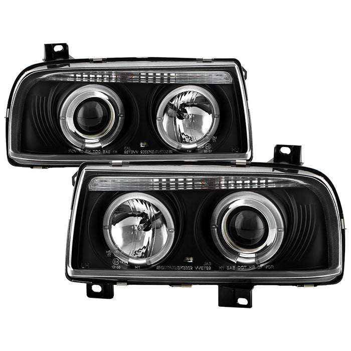 Spyder Volkswagen Jetta III 93-98 Projector Headlights LED Halo Blk High H1 Low H1 PRO-YD-VJ93-HL-BK 5012197