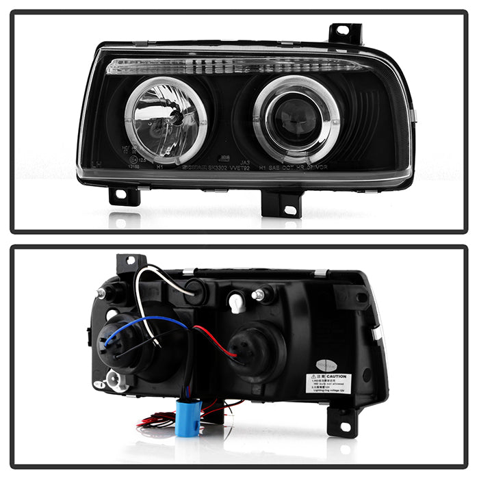 Spyder Volkswagen Jetta III 93-98 Projector Headlights LED Halo Blk High H1 Low H1 PRO-YD-VJ93-HL-BK 5012197