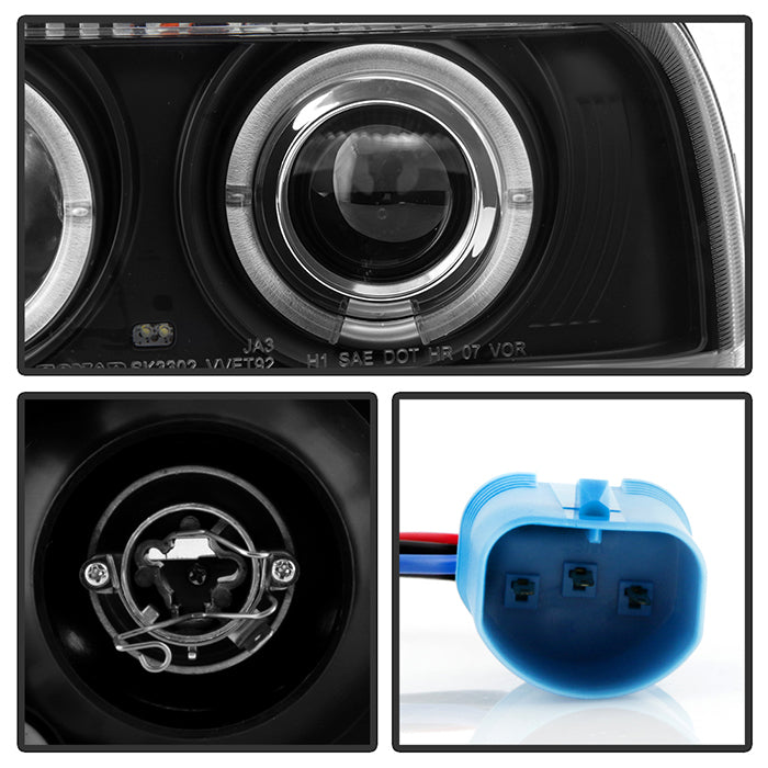 Spyder Volkswagen Jetta III 93-98 Projector Headlights LED Halo Blk High H1 Low H1 PRO-YD-VJ93-HL-BK 5012197