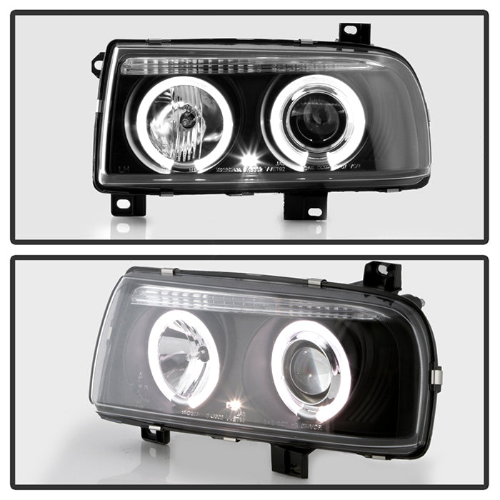 Spyder Volkswagen Jetta III 93-98 Projector Headlights LED Halo Blk High H1 Low H1 PRO-YD-VJ93-HL-BK 5012197