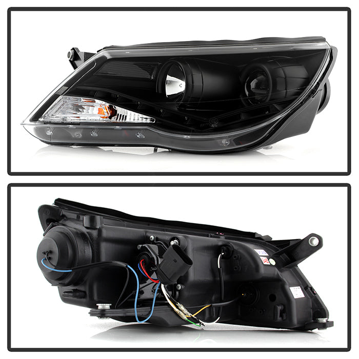 Spyder Volkswagen Tiguan 09-11 Projector Headlights DRL Black High H1 Low H7 PRO-YD-VTIG09-DRL-BK 5042651