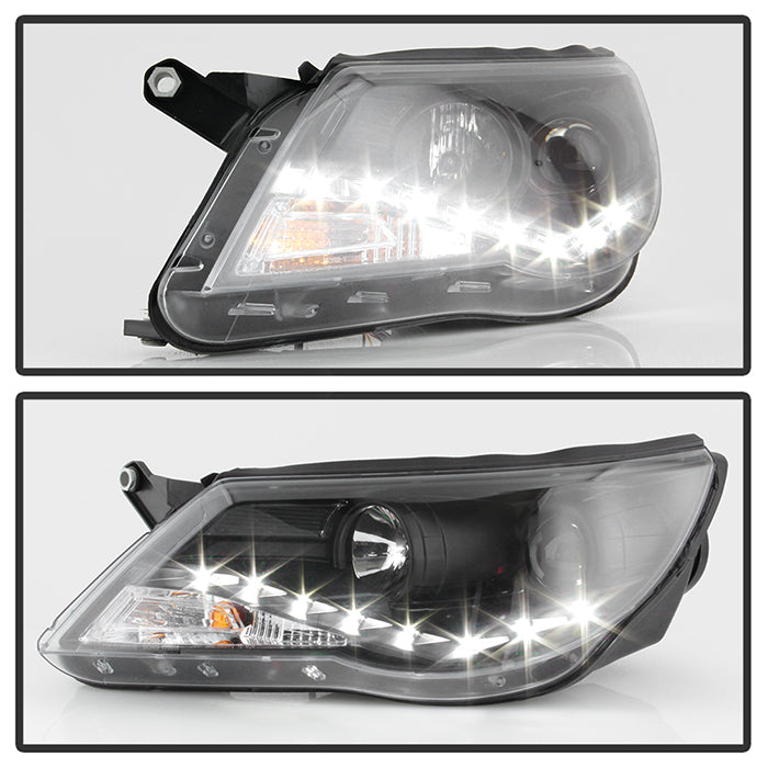 Spyder Volkswagen Tiguan 09-11 Projector Headlights DRL Black High H1 Low H7 PRO-YD-VTIG09-DRL-BK 5042651