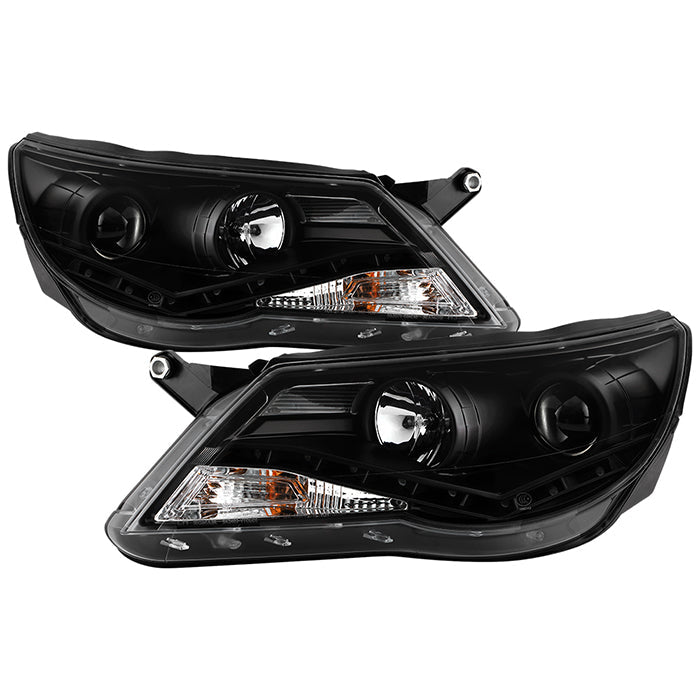 Spyder Volkswagen Tiguan 09-11 Projector Headlights DRL Black High H1 Low H7 PRO-YD-VTIG09-DRL-BK 5042651