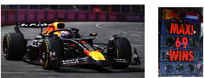 Spark-Model F1 RB21 Team Oracle Red Bull Racing #1 Winner Las Vegas GP 2025 (Verstappen) 1:18 WITH DISPLAY