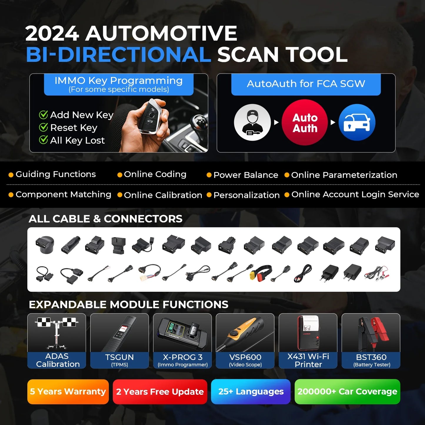 LAUNCH X431 PROS V 5.0 Diagnostic Tools OBD2 Car Scanner PRO V All System Diagnostic Automotive Tool ECU Coding 2024 New Version