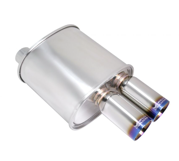 Megan Racing Universal Exhaust F-RT Dual Tip Muffler - Dual Tip 2.5" Pipe 3" Stainless Steel MR-MU-FRT-2