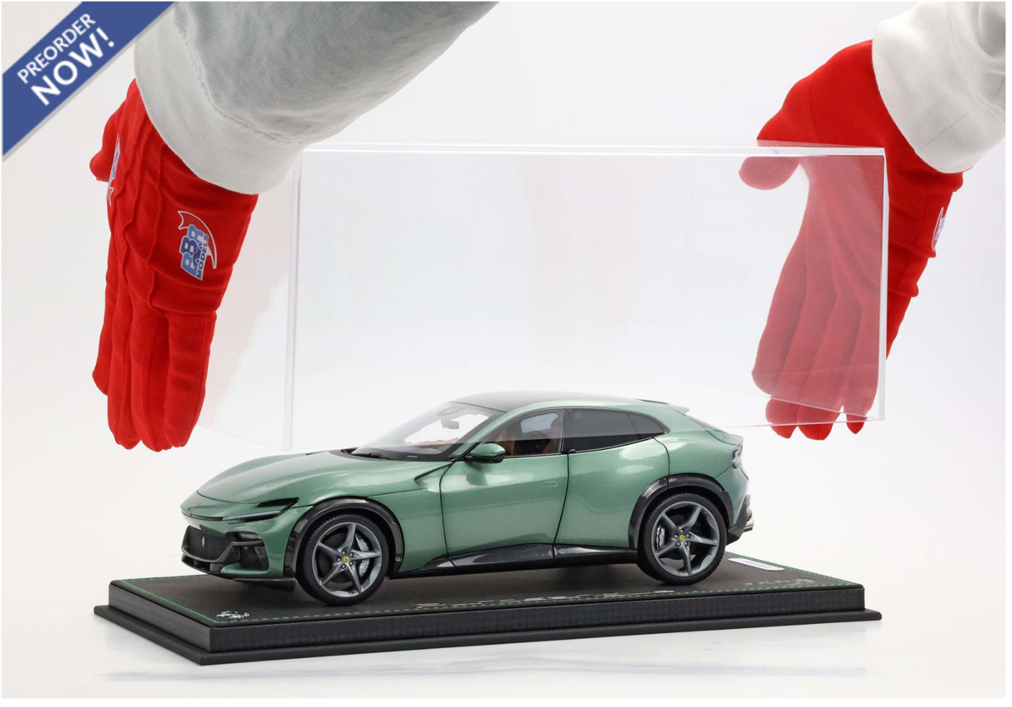 BBR 2023 Ferrari Purosangue Verde Dora (Light Green) WITH DISPLAY 1:18
