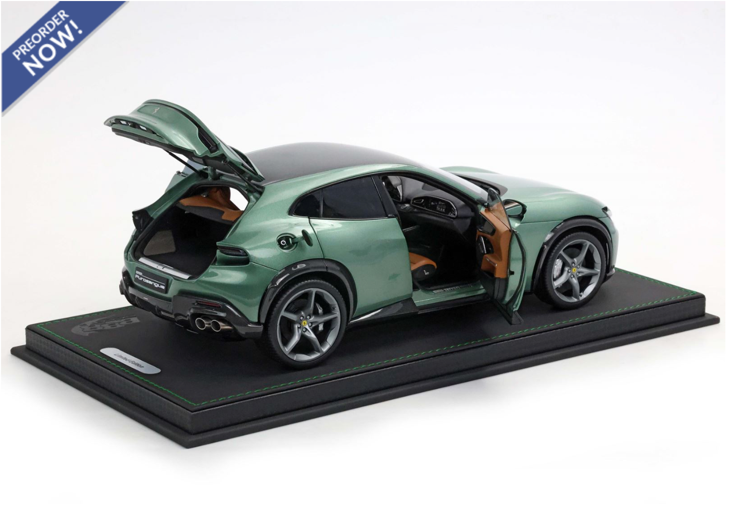 BBR 2023 Ferrari Purosangue Verde Dora (Light Green) WITH DISPLAY 1:18