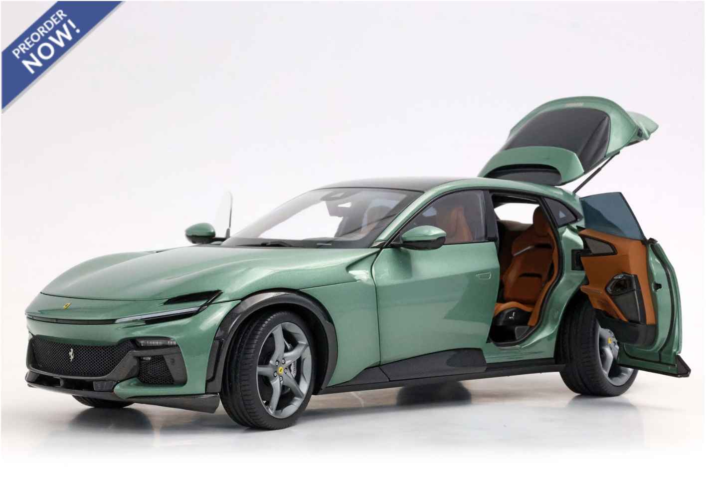 BBR 2023 Ferrari Purosangue Verde Dora (Light Green) WITH DISPLAY 1:18