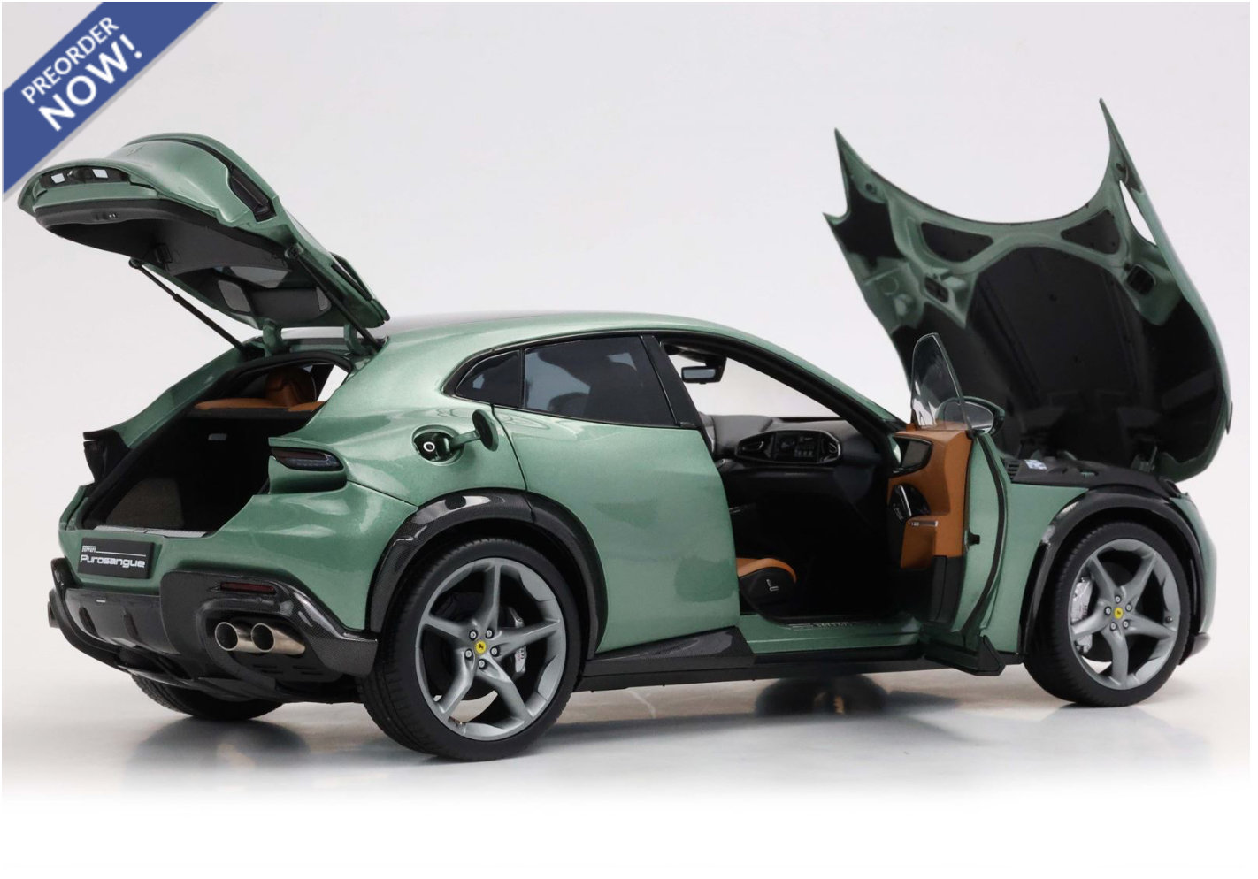 BBR 2023 Ferrari Purosangue Verde Dora (Light Green) WITH DISPLAY 1:18
