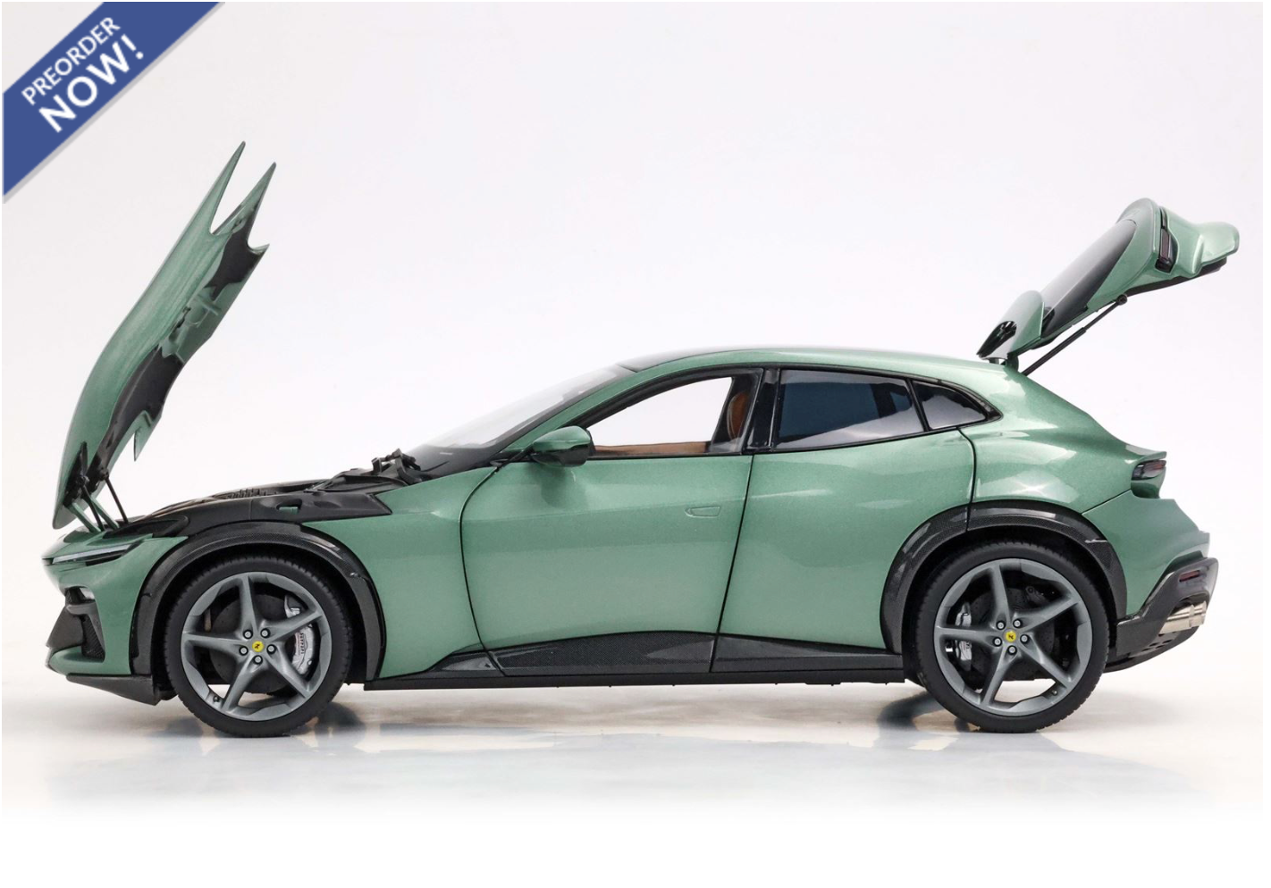 BBR 2023 Ferrari Purosangue Verde Dora (Light Green) WITH DISPLAY 1:18
