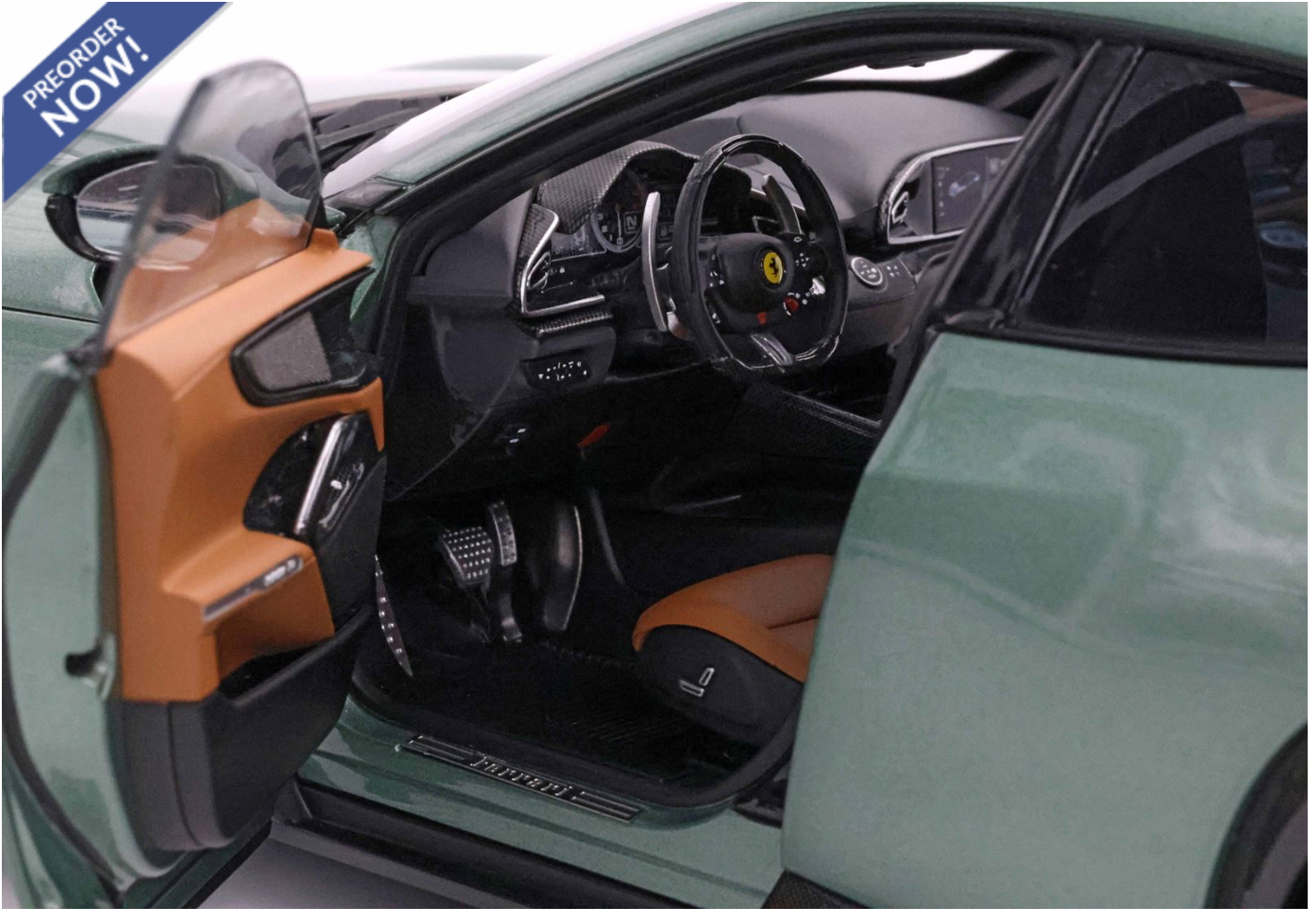 BBR 2023 Ferrari Purosangue Verde Dora (Light Green) WITH DISPLAY 1:18