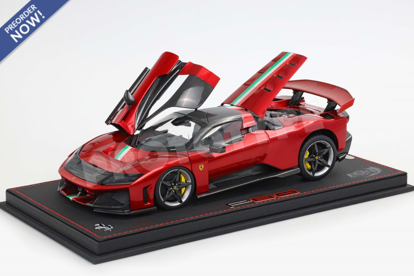 BBR 2026 Ferrari F80 Rosso (Red) Supercar & Italian Flag w/ FULL Openings 1:18 LUXURY PACK