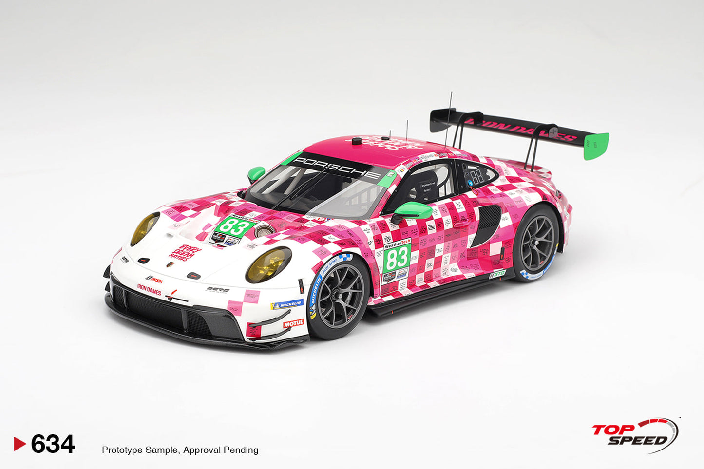 Topspeed Porsche 911 GT3 R (992) #83 Iron Dames 2025 IMSA Daytona 24hrs Pink 1:18