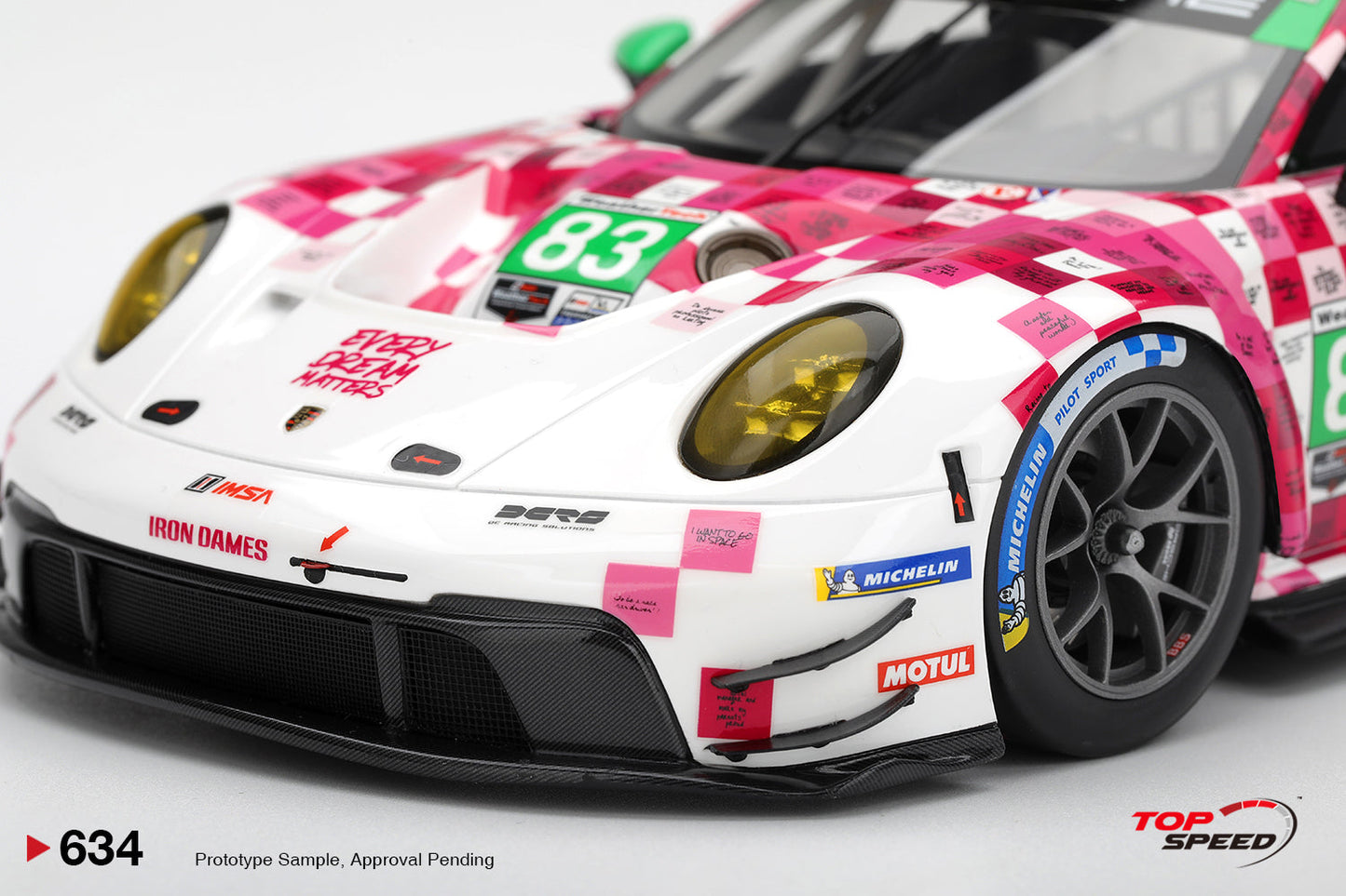 Topspeed Porsche 911 GT3 R (992) #83 Iron Dames 2025 IMSA Daytona 24hrs Pink 1:18