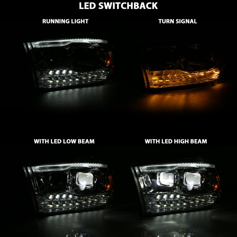 ANZO 16-18 Chevrolet Silverado 1500 LED Projector Headlights w/Plank Style Switchback Chrome w/Amber 111421