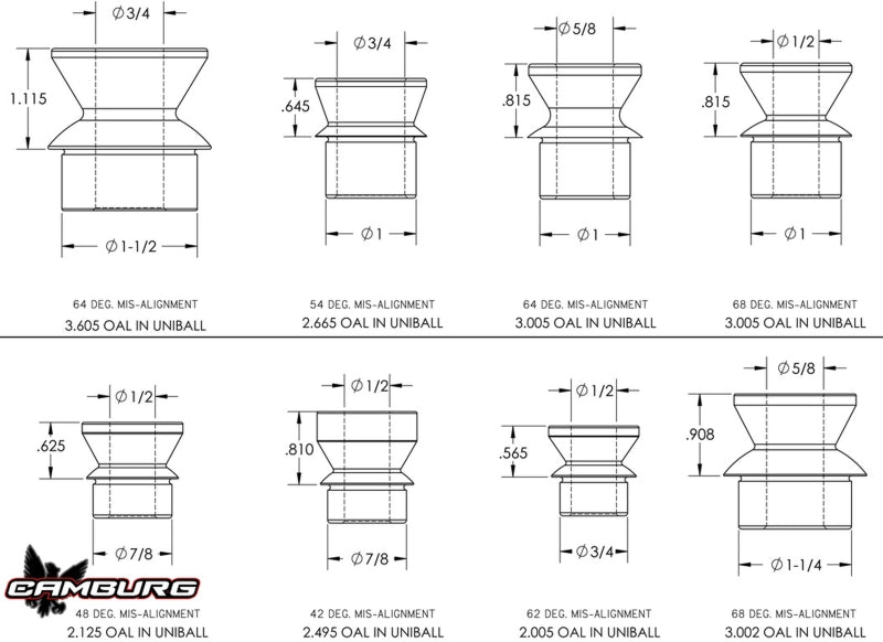Camburg 7/8in. RHT Heim Kit (FK JMX heim 1/2in. ID spacers 1.50in. thread bung jam nut) CAM-040044-500