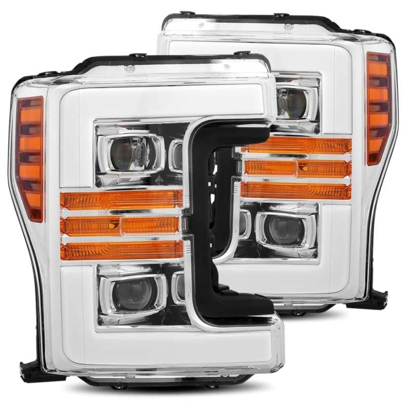 AlphaRex 17-19 Ford F-250 SD PRO-Series Proj Headlights Plank Style Chrome w/Activ Light/Seq Signal 880107 *Discontinued