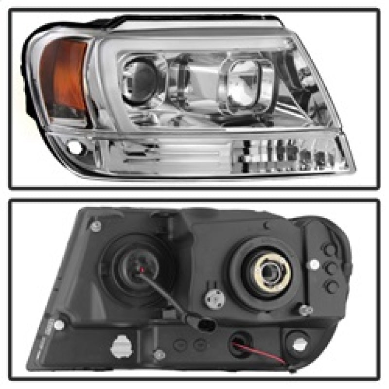 Spyder 99-04 Jeep Grand Cherokee Projector Headlights - Light Bar DRL LED - Chrome 5085214