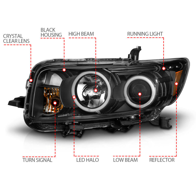 Anzo 2008-2010 Scion Xb Projector Headlights w/ Halo Black